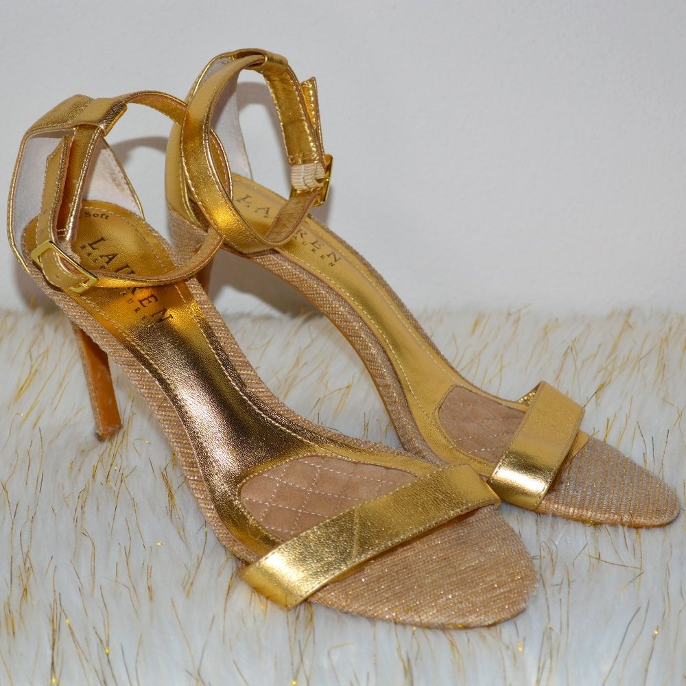 Ralph Lauren Metallic Gold Cushion Heels